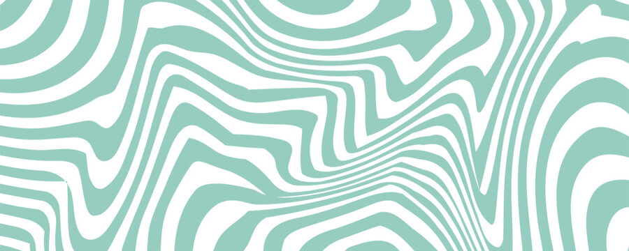 Groovy hippie 70s backgrounds. Waves, swirl, twirl pattern. Twisted and distorted vector texture in trendy retro psychedelic style. Y2k aesthetic.