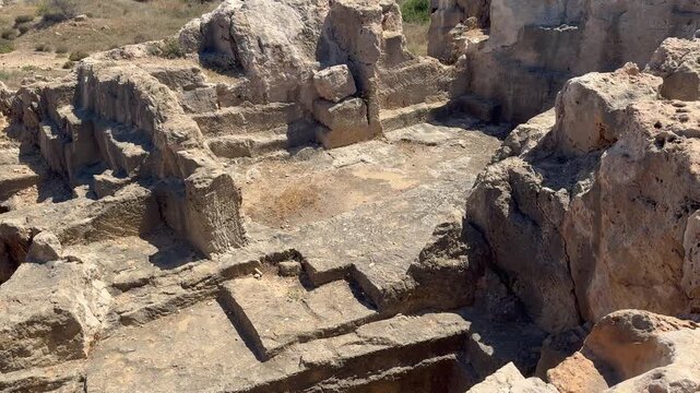 4k video of ruins of the ancient city in Cyprus