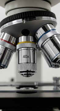 microscope lenses, laboratory equipment, science tools, 40x magnification