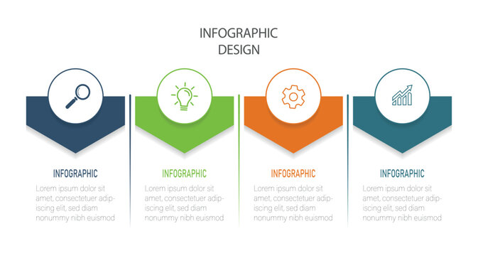 Business concept with 4 options, parts, steps or processes. Vector infographic design template. 
