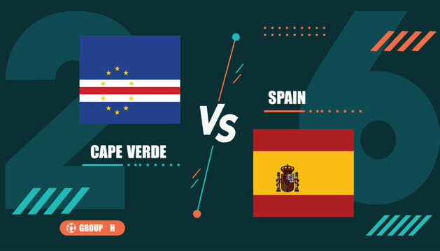 Cape verde versus spain football match graphic with flags and group h