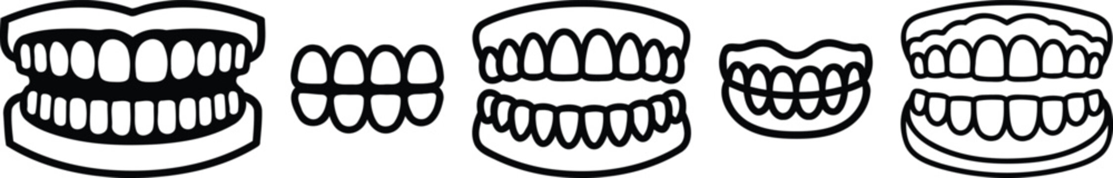 Dental denture illustrations for teeth restorations
