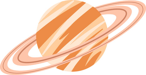 Saturn Planet with Rings Flat Design Illustration - Solar System Space Cartoon © Shora