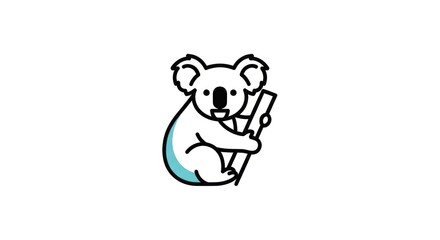 Fototapeta premium Stylized koala drawing with blue color accent