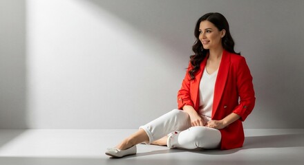 Woman Sitting in Studio Light 