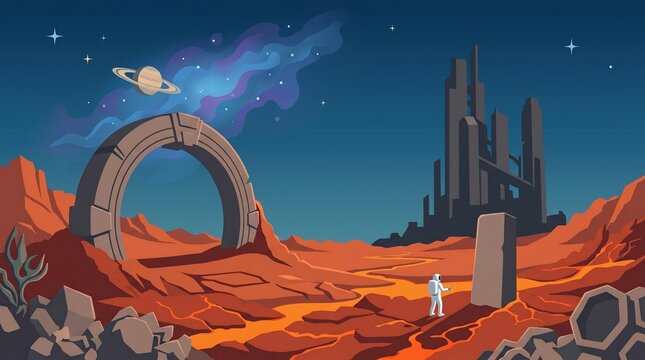fantasy landscape with the moon