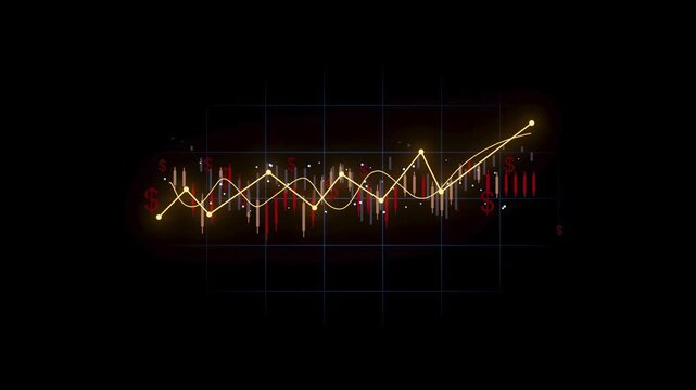 Candlestick chart showing price movement and trading trends in financial markets over time