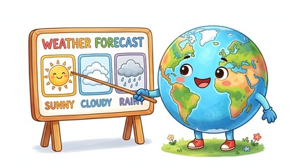 Fototapeta premium Educational artwork supporting weather lessons, climate awareness and science learning.