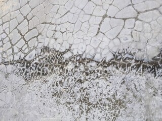 Cracked grunge concrete cement walls, building damage due to natural factors and age, walls need renovation, texture of cracks similar to fish scales © Sigit