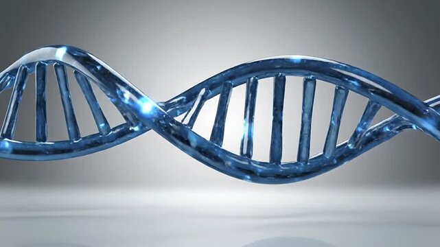3D animated DNA double helix representing advanced genetic research, biotechnology, and medical science. Ideal for concepts of genomic data, human genome, life science, and healthcare innovation.