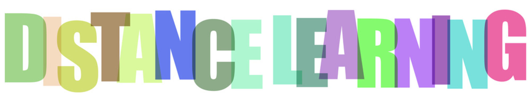 Distance learning colorful text graphic design element