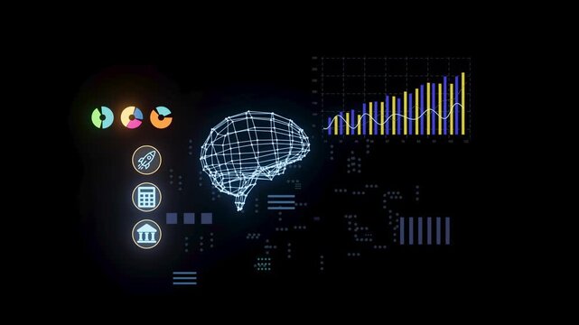 Visual display of data analytics and brain mapping at a digital workspace in a modern setting