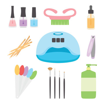 set of tools for manicure isolated on white