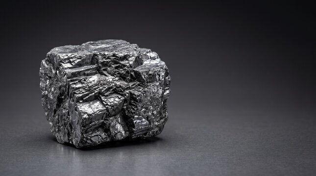 Graphite mineral rock on dark background