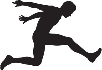 Fototapeta premium Athlete silhouette dynamic male runner in mid air jump sports illustration