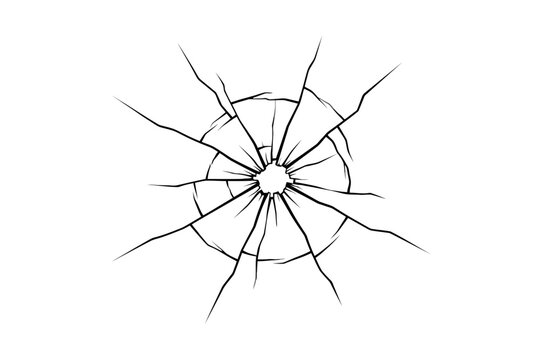 Shattered Glass Impact Hole Illustration Isolated on White