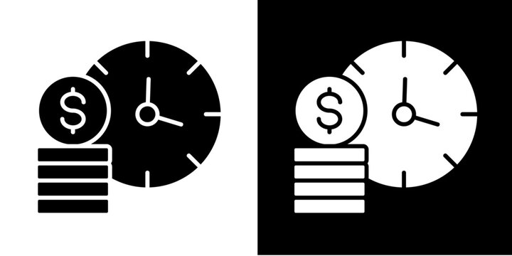 Time Value Money  Icon Set White Glyph Style Collection