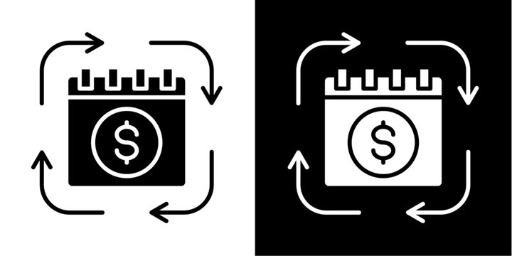 Recurring Payment  Icon Set White Glyph Style Collection