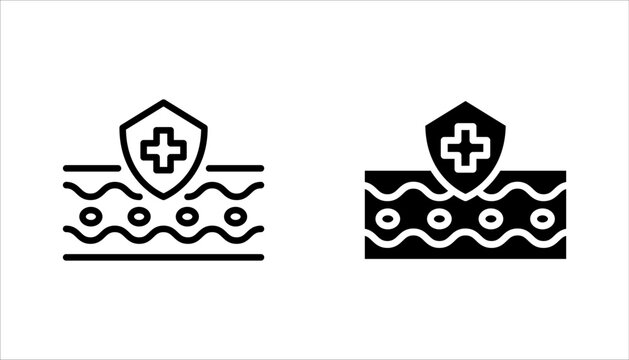 Skin Protect set. Shield Protection Skin Concept Symbol Collection. UV Protection for Skin. vector illustration on white background