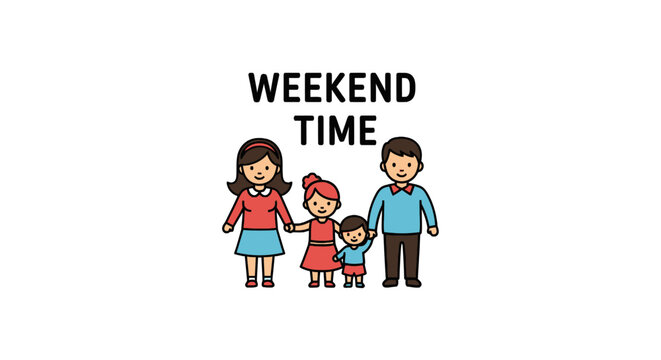 Happy Family Walking Together Outdoors.