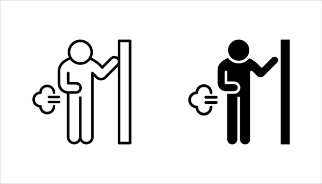 Stick man farting icon set. symbol human figure various postures. vector illustration on white background