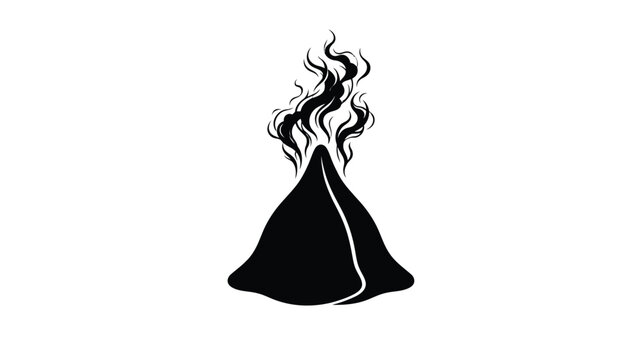 Campfire Silhouette Against White Background Minimalist Illustration