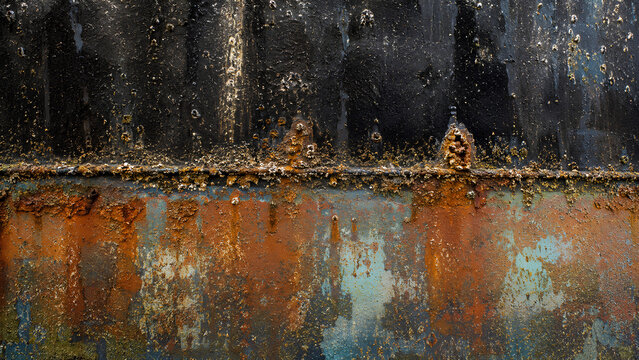 Dirty Ship Waterline Texture with Black Orange Rust and Patina