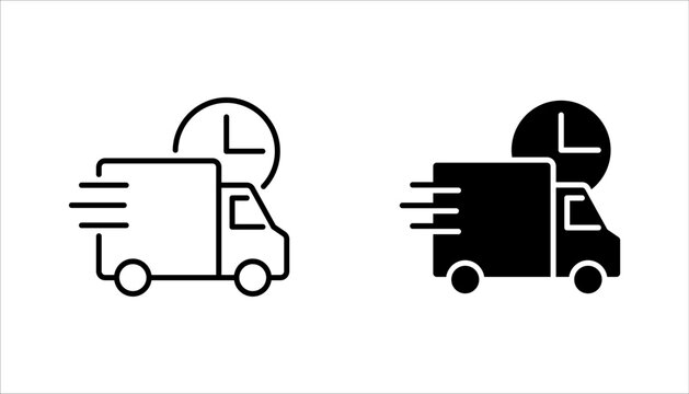fast delivery truck icon set, express delivery, quick move, vector illustration on white background