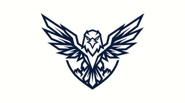 Sharp eagle mascot shield logo vector aggressive falcon hawk head icon design for college sports team tactical security brand