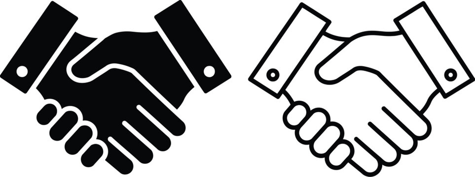 Business handshake symbols, partnership agreement icons vector artwork professional collaboration graphics corporate design elements set