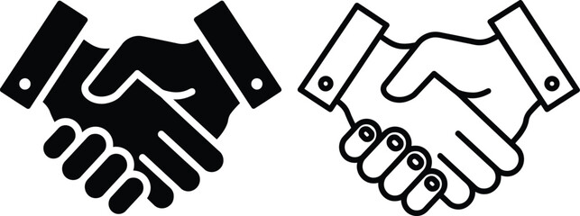 Obraz premium Handshake icons set, business partnership agreement symbols vector artwork professional cooperation graphics design elements package