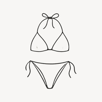 Minimalist bikini line art illustration.