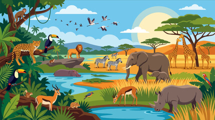 Wildlife animals in natural habitat. © nels