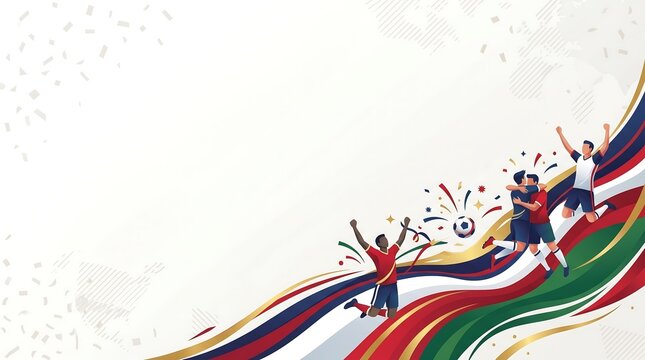 Professional football celebration graphic reflecting the excitement of a major international tournament in North America.