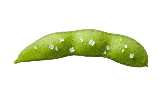Edamame bean pod with salt isolated on a transparent background for a Japanese restaurant menu