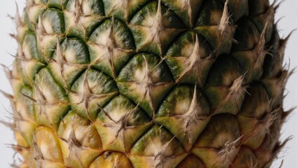 Fototapeta premium Close-up of a pineapple skin, detailed texture and color gradient on a light background