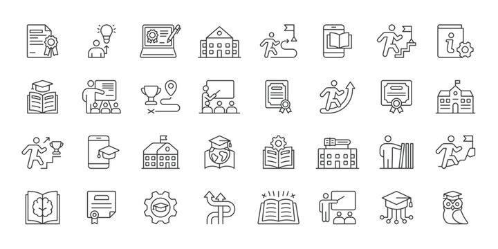 Learning Path, icons in line design. Learning, path, education, knowledge, growth, development, academic on white background vector. Learning Path editable stroke icons