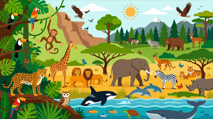 Variety of Animals in Habitat. © juli