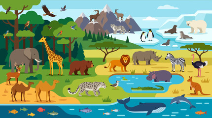 Variety of Wild Animals Together. © juli