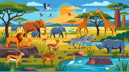Various African savanna wild animals. © juli
