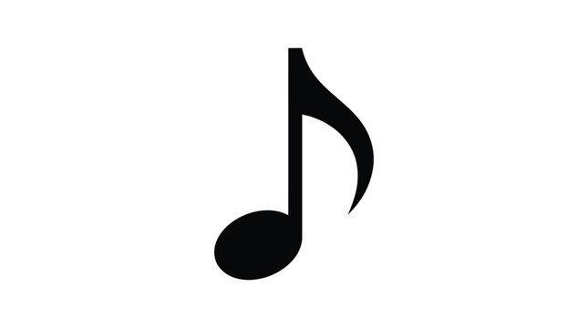 Single eighth note musical symbol black silhouette on a white background silhouette