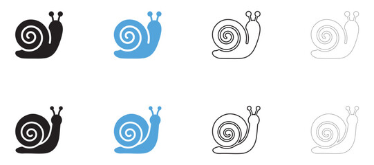 Snail logo animal nature icon vector, snail symbol vector, silhouette and line art illustration © Anda