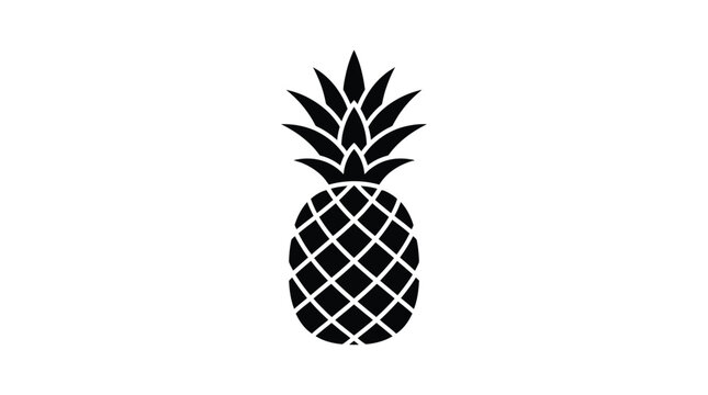 Black pineapple silhouette against a white background a tropical fruit depiction silhouette