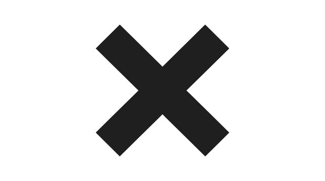 Black crossing lines forming an x shape simple graphic silhouette cross mark