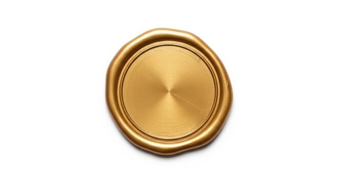 Blank gold wax seal isolated on white background
