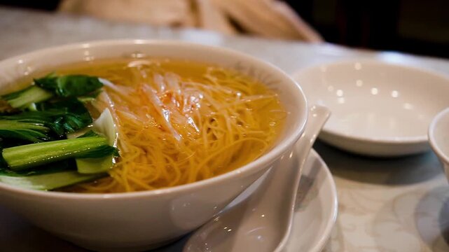 Traditional Chinese scallion oil noodles (Cong You Ban Mian) in a bowl