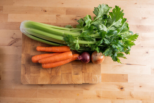 vegetables on a wooden board