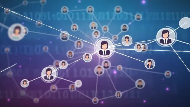 Network of people connected online.