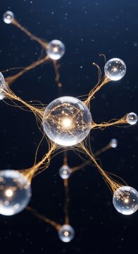 Neuron, neural network, glowing connections, brain cells, neuroscience