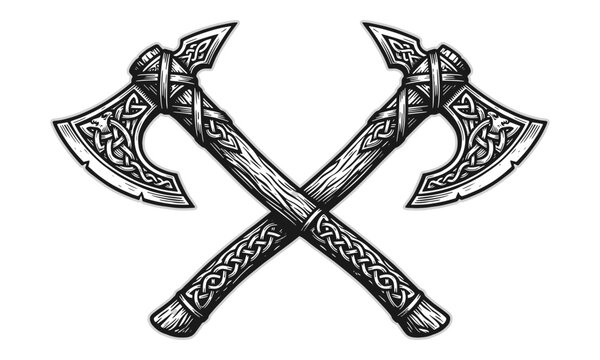 Axe Vector, Cross Axes Viking Vector Illustration, Viking Axes Vector